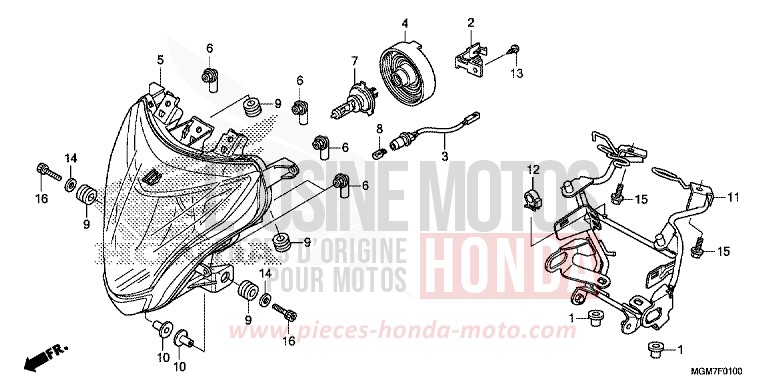 SCHEINWERFER von Hornet ABS MAT PEARL COOL WHITE (NHB44) von 2013